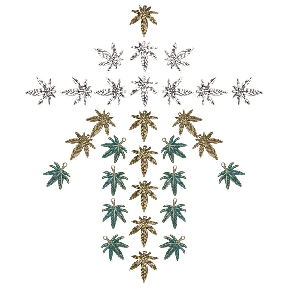 8906 1 Box 30Pcs 3 Styles Maple Leaf Charms Maple Leaves Charm for Jewelry